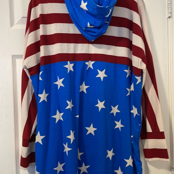 LuLaRoe Blue and Red Star Hoodie - Picture 3 of 6